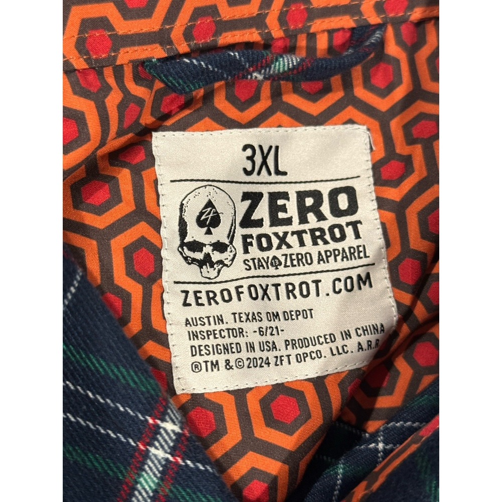 Zero Foxtrot Men’s Sz 3XL Multicolor Plaid Flannel Button Down Shirt Long Sleeve - Picture 14 of 15